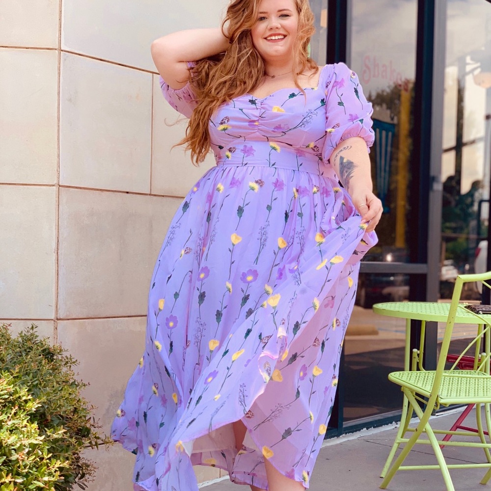 Eshakti Floral Georgette Ruched Dress (Maxi)